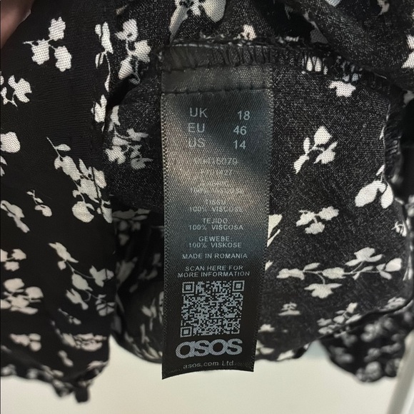 ASOS Floral Boho Black and White Women's Top - Picture 4 of 5